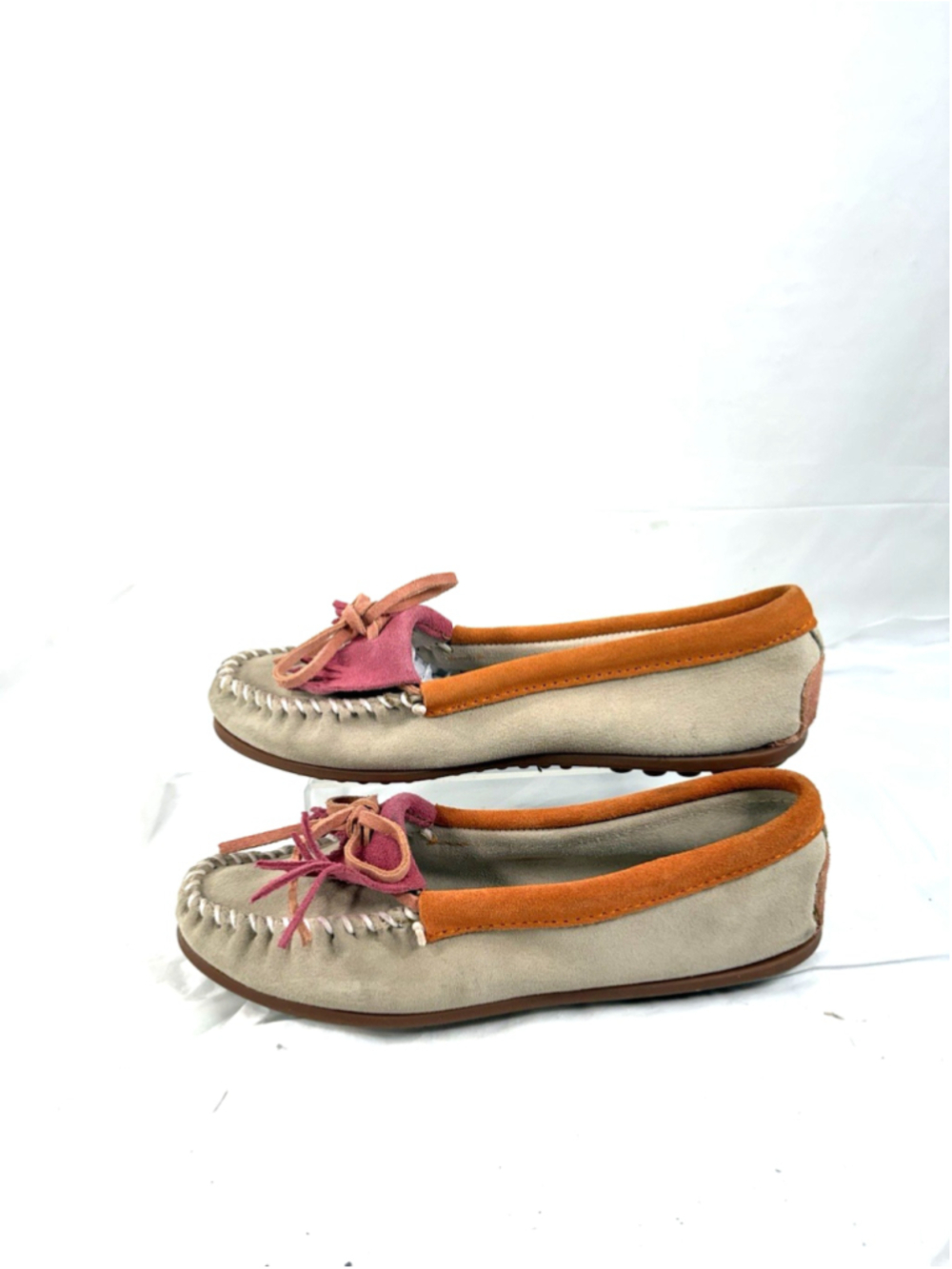 Minnetonka Kilty Moccasins Suede color block Size 8 Slip on Boho Comfy - Picture 4 of 12
